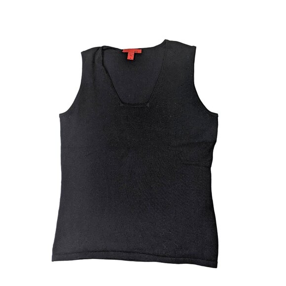 Red Medium Sleeveless Black 71% viscose/29% nylon  Knit Top  41b - Picture 7 of 9